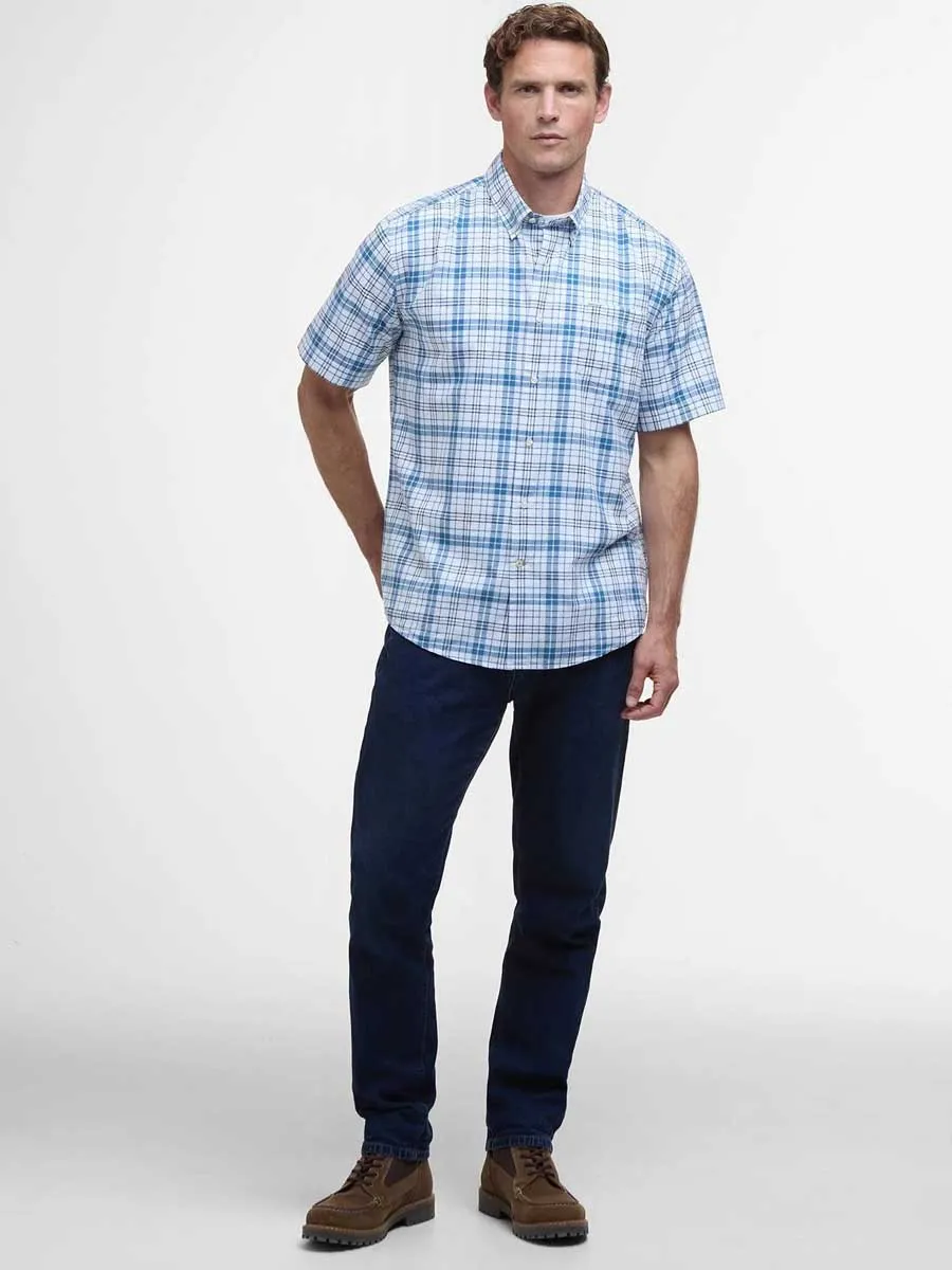 BARBOUR Drafthill Regular Short-Sleeved Shirt - Mens - Brook Blue