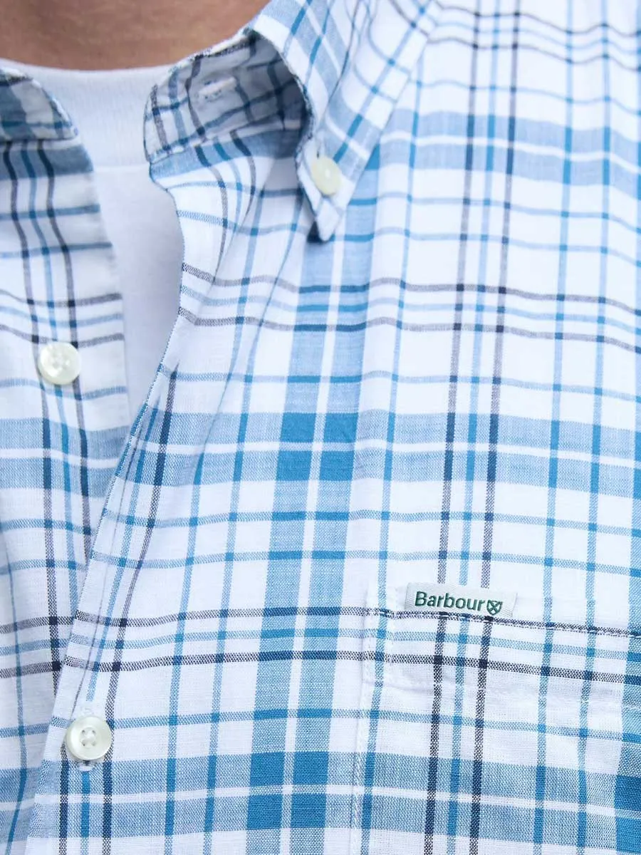 BARBOUR Drafthill Regular Short-Sleeved Shirt - Mens - Brook Blue