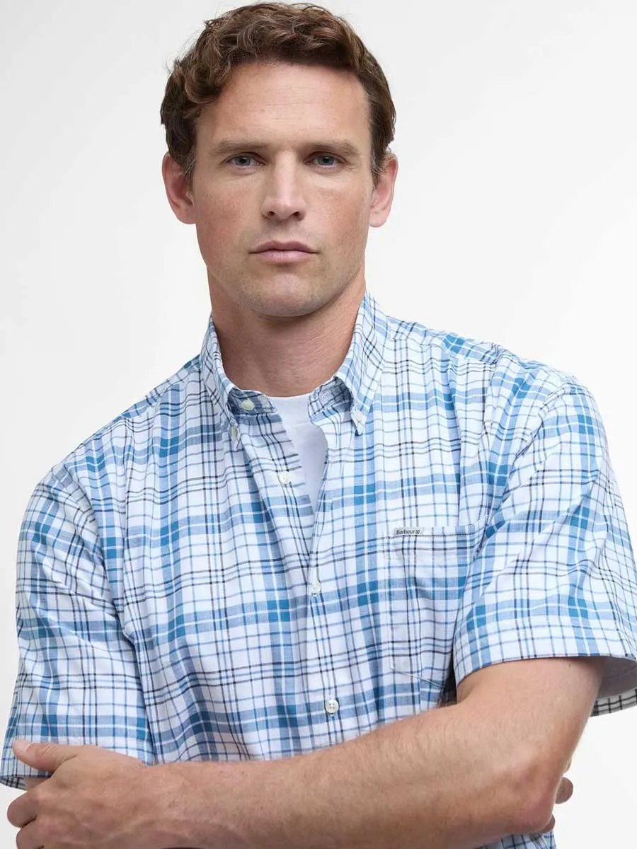 BARBOUR Drafthill Regular Short-Sleeved Shirt - Mens - Brook Blue