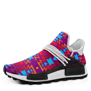 Big Pattern Fire Colors and Turquoise Purple Okaki Sneakers