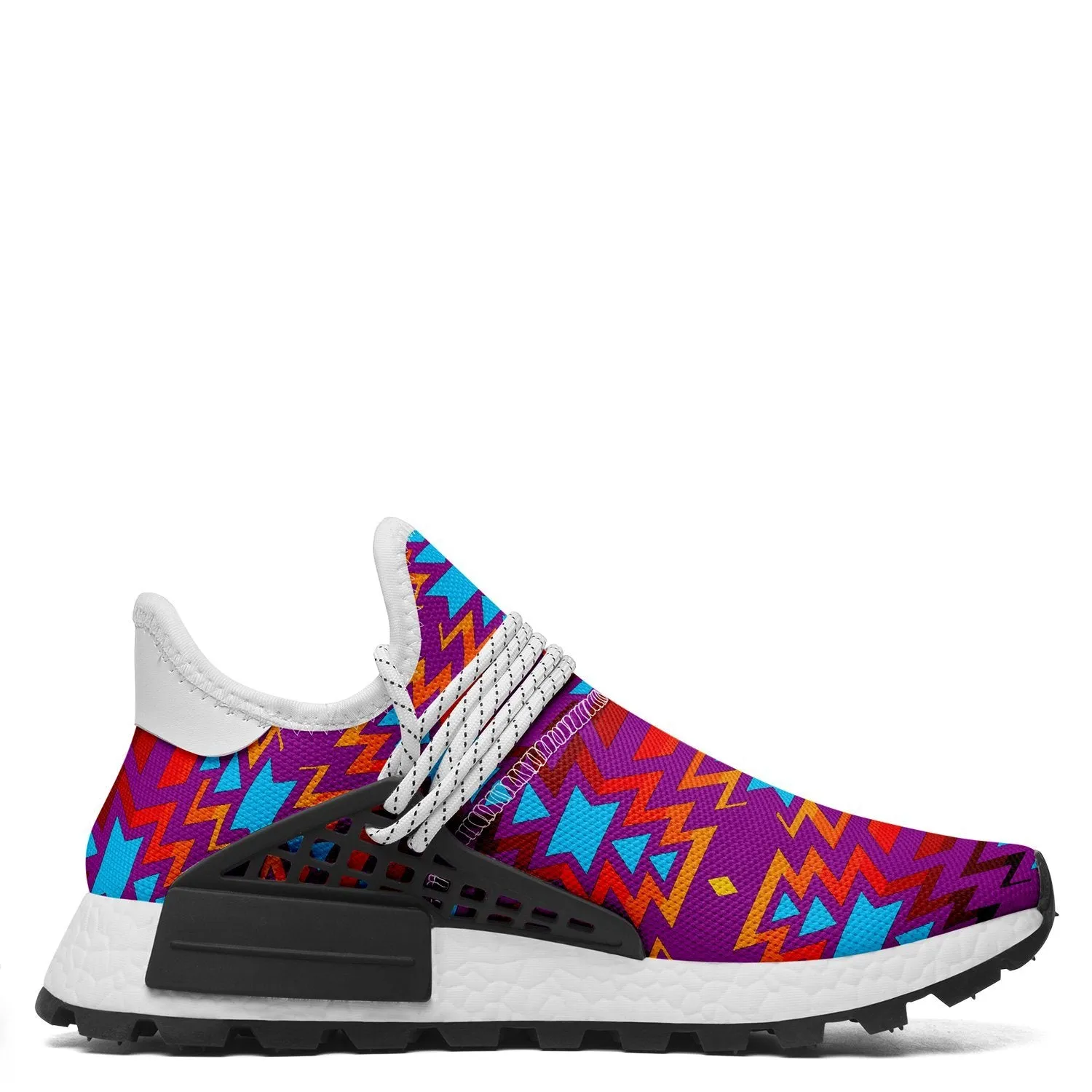 Big Pattern Fire Colors and Turquoise Purple Okaki Sneakers