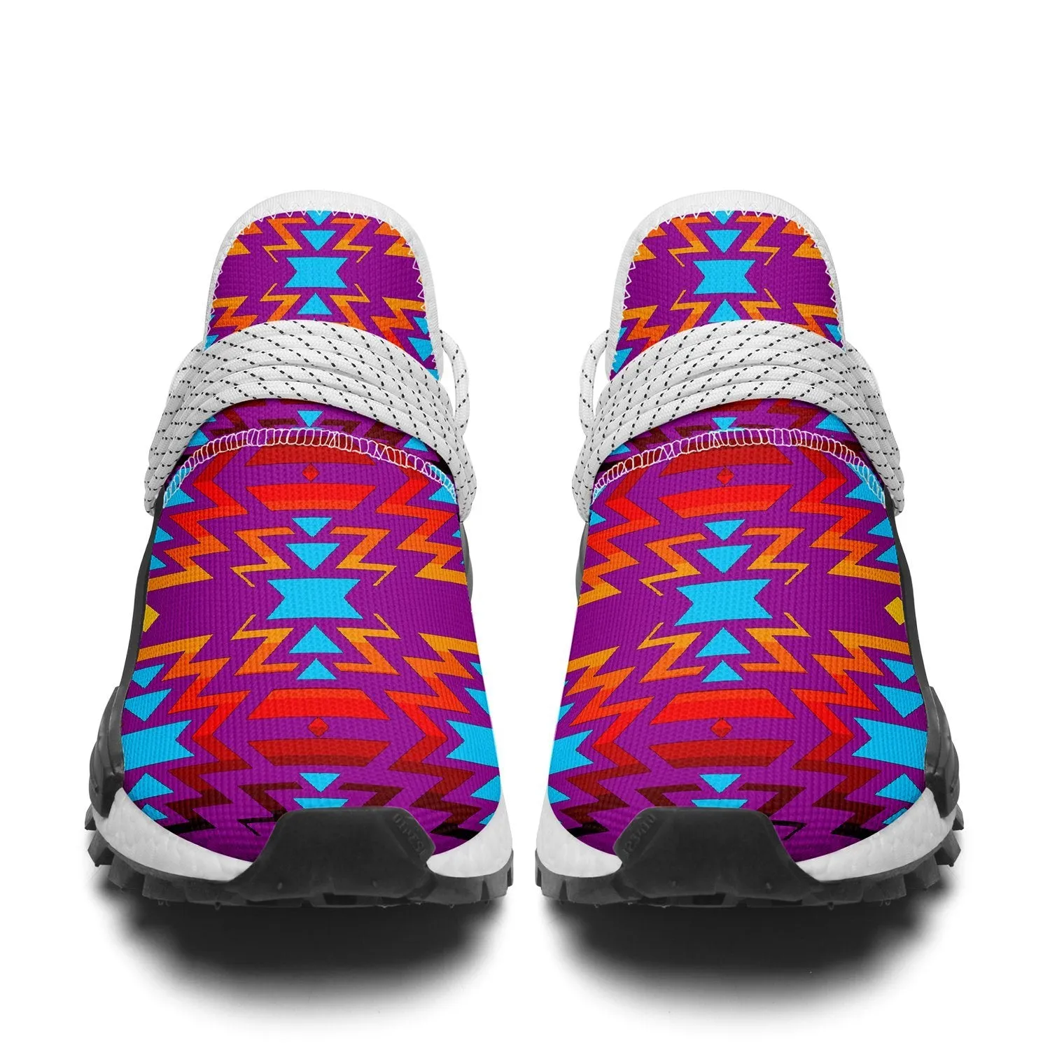 Big Pattern Fire Colors and Turquoise Purple Okaki Sneakers