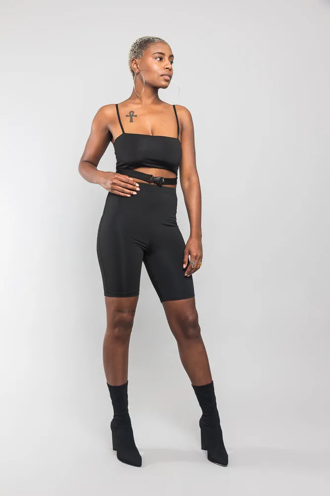 Buckled Crop Top Set