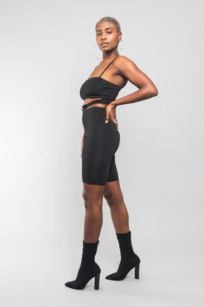 Buckled Crop Top Set