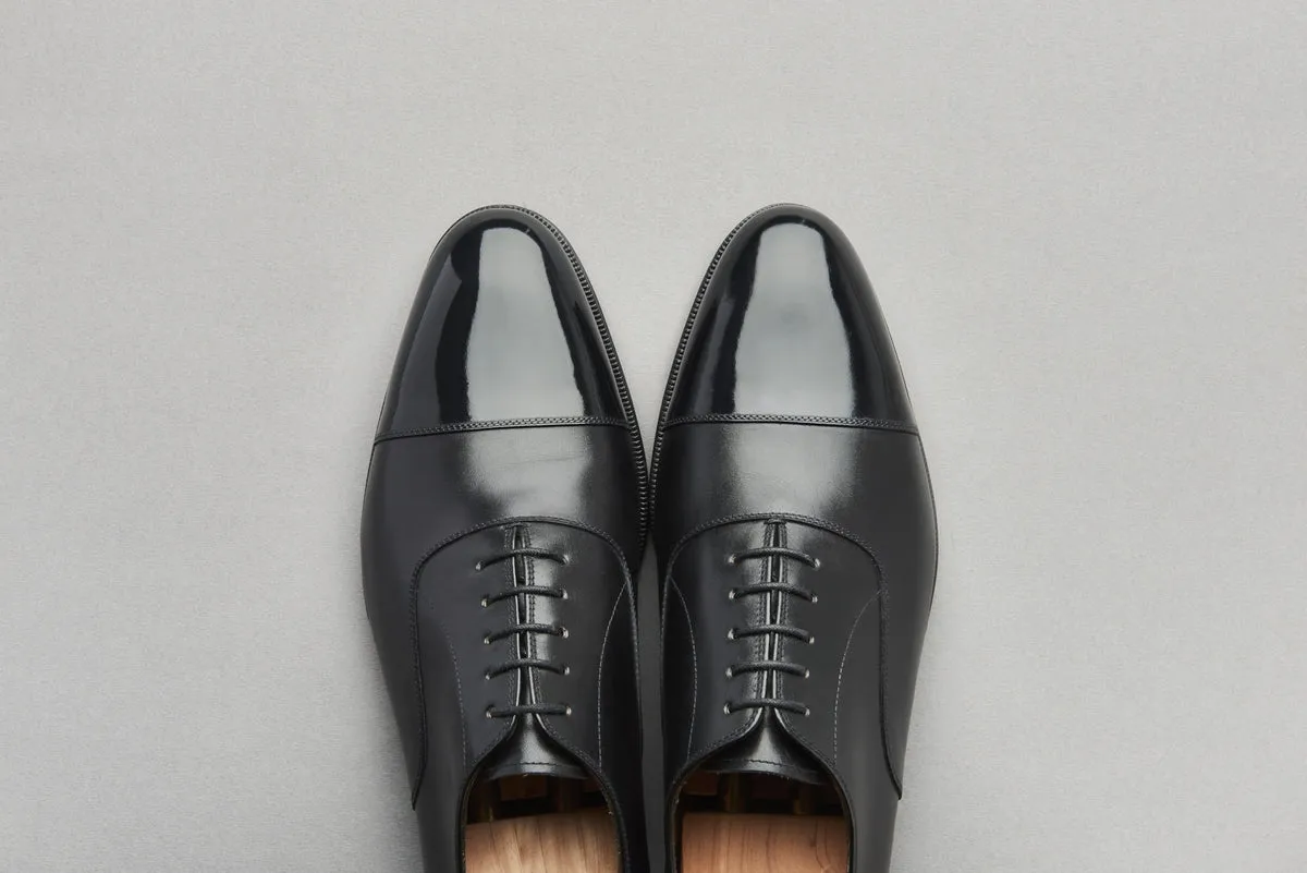 Cap Toe Oxford in Black Box Calf Leather