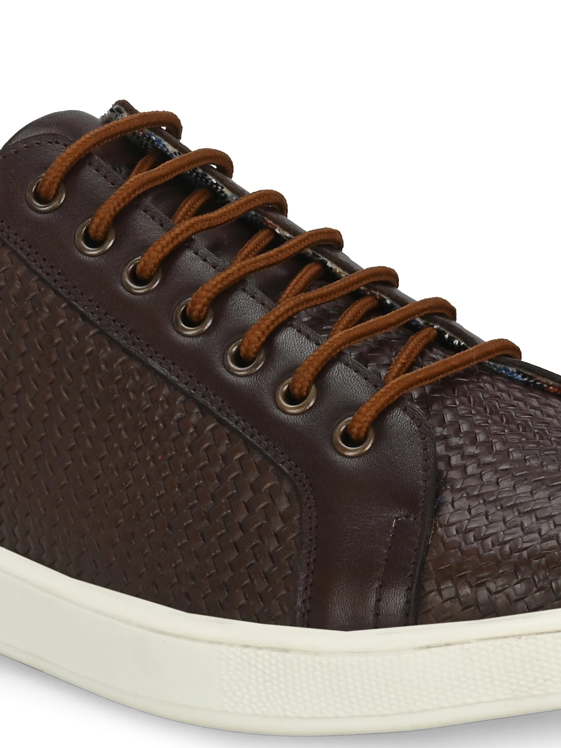 HITZSN_10-Men's Brown Leather Lace-Up Sneaker