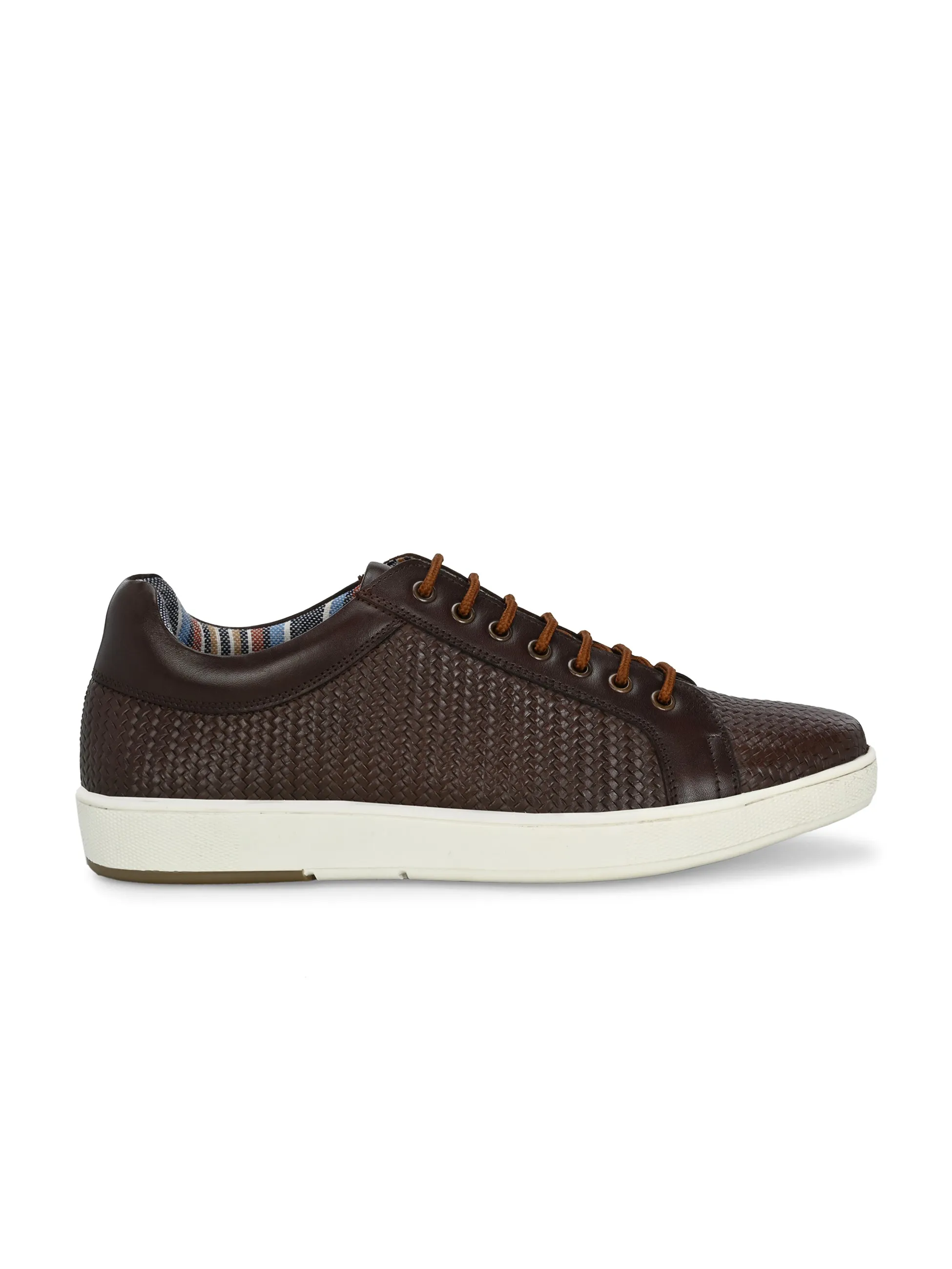 HITZSN_10-Men's Brown Leather Lace-Up Sneaker