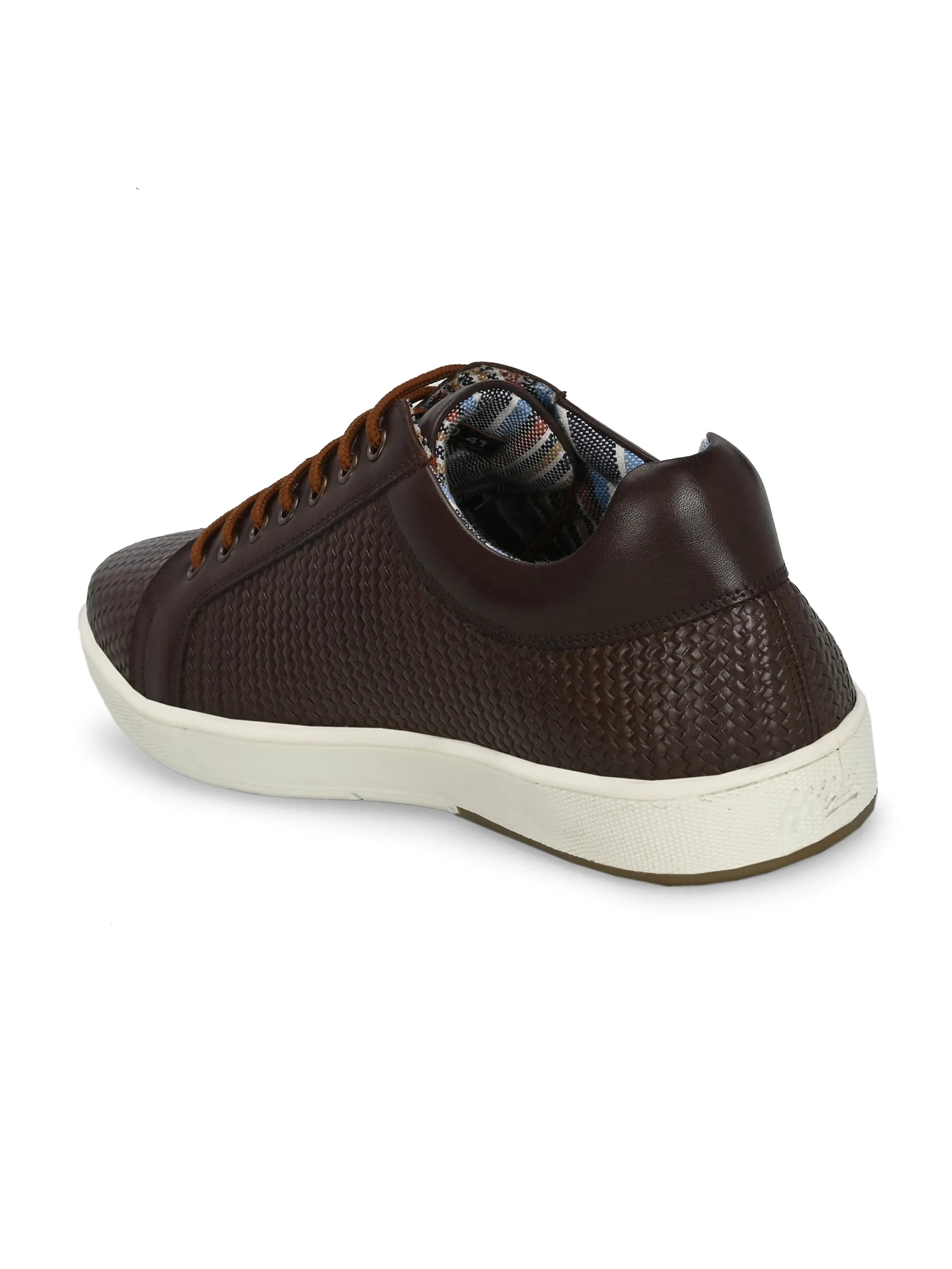 HITZSN_10-Men's Brown Leather Lace-Up Sneaker