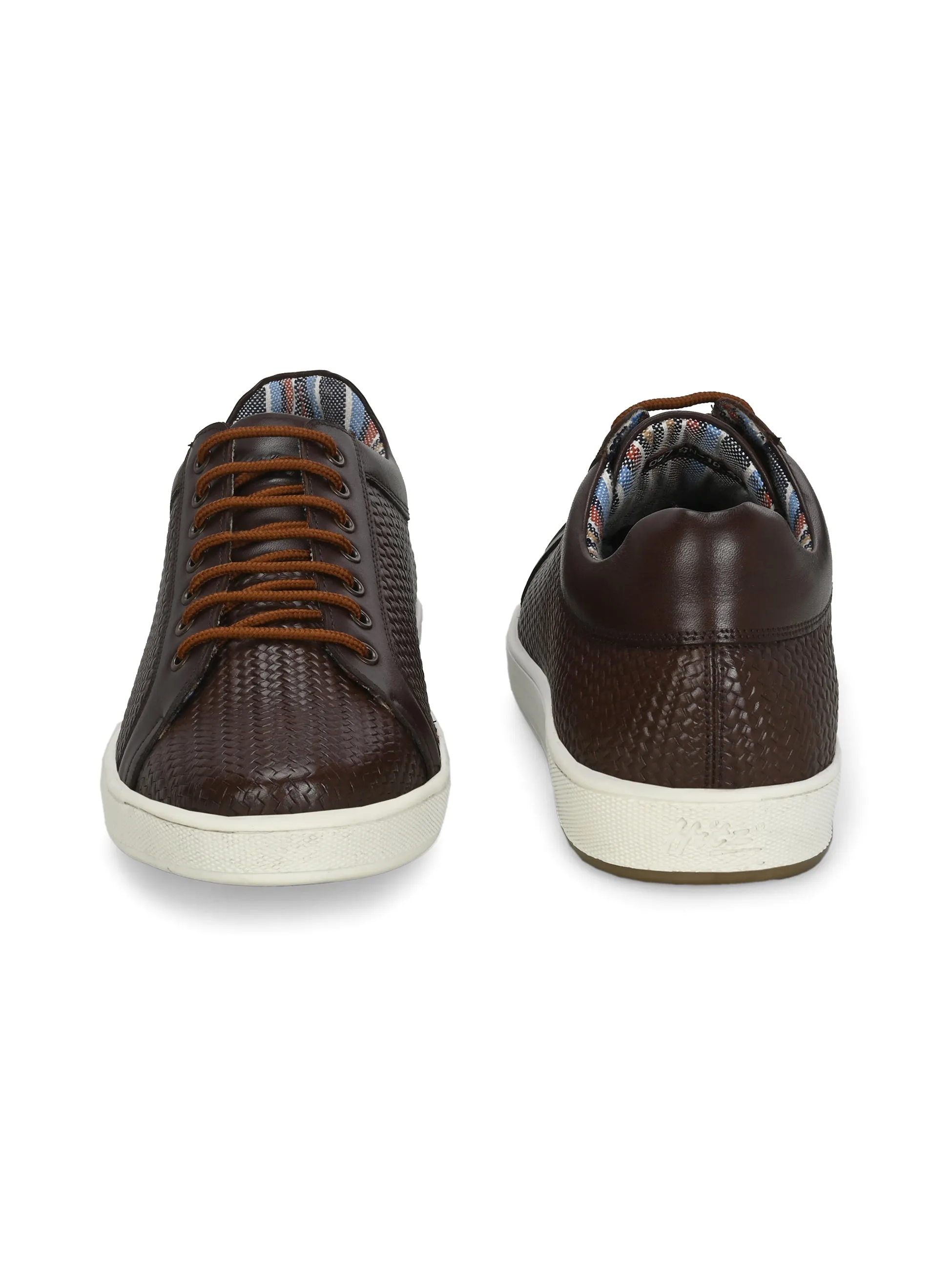 HITZSN_10-Men's Brown Leather Lace-Up Sneaker