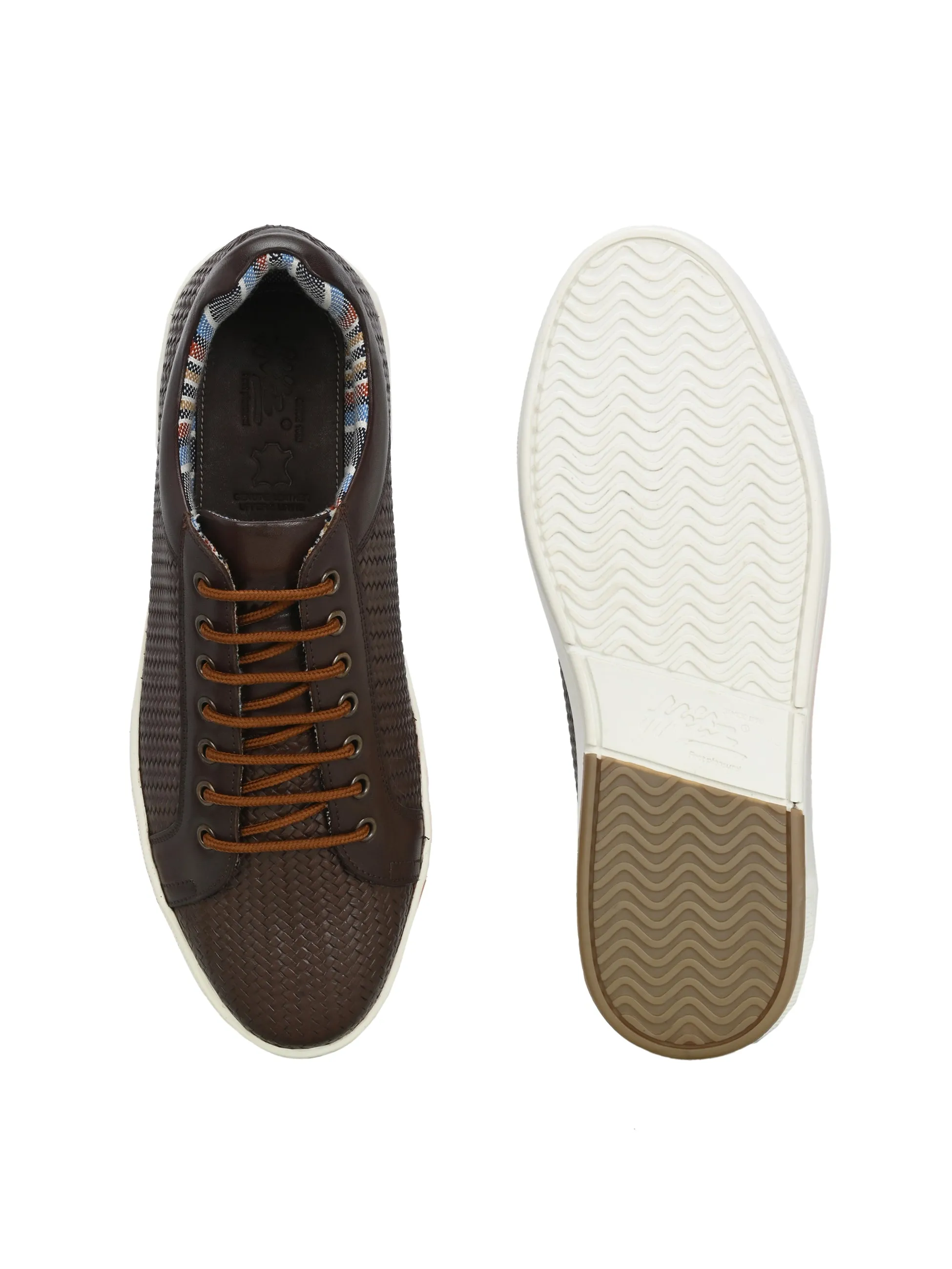 HITZSN_10-Men's Brown Leather Lace-Up Sneaker