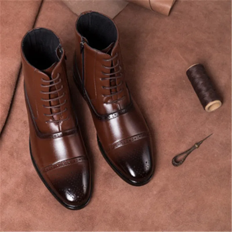 il Capo - Classic Leather Boots For Men with zipper