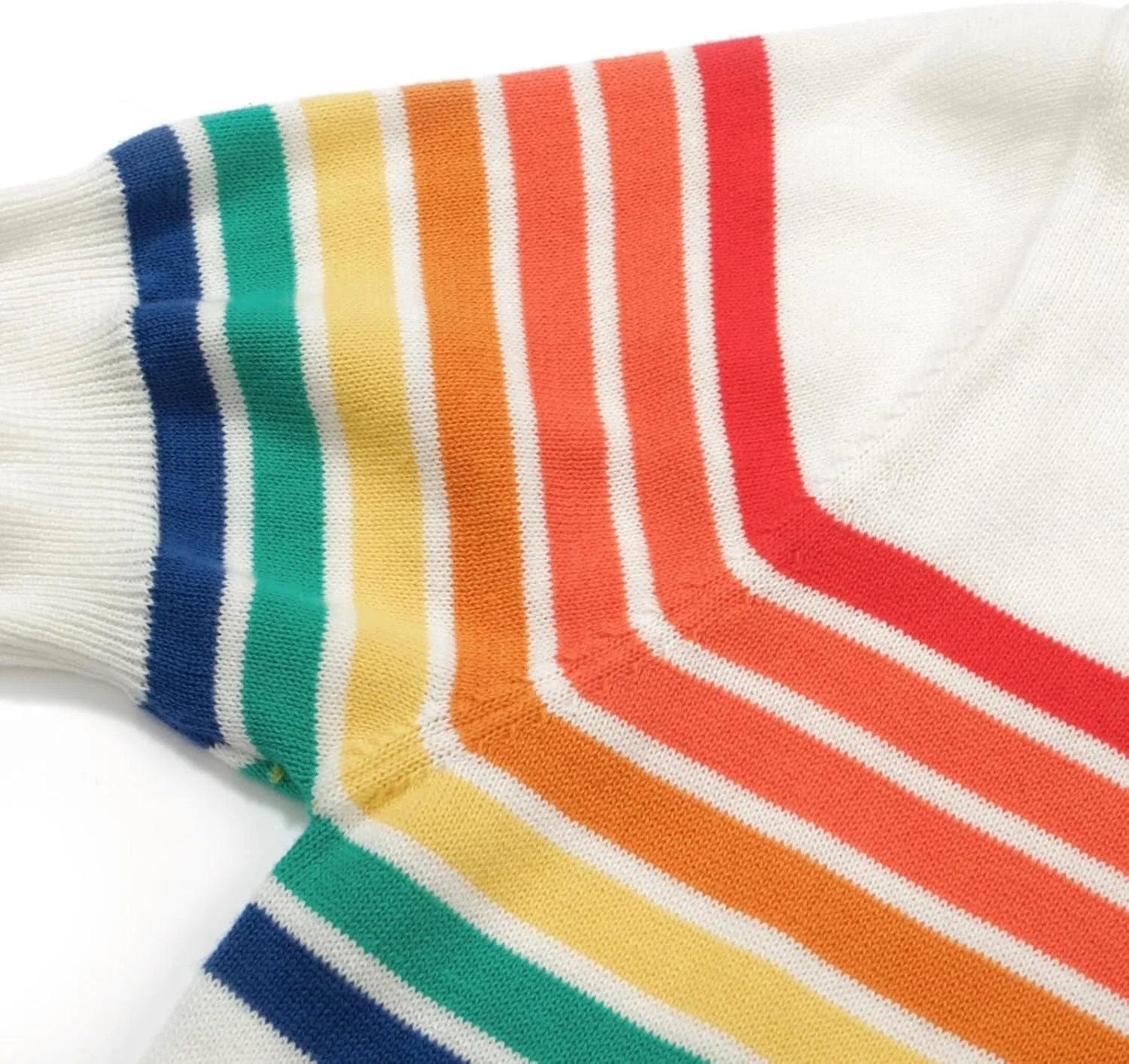 OXKnit Women's 1960s Retro Knit Short Sleeve T-Shirts, Rainbow Crewneck Casual Knit Top