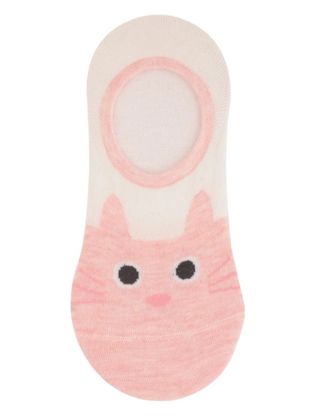 Pink Kitty No-Show Socks for Girls – Soft and Playful Design