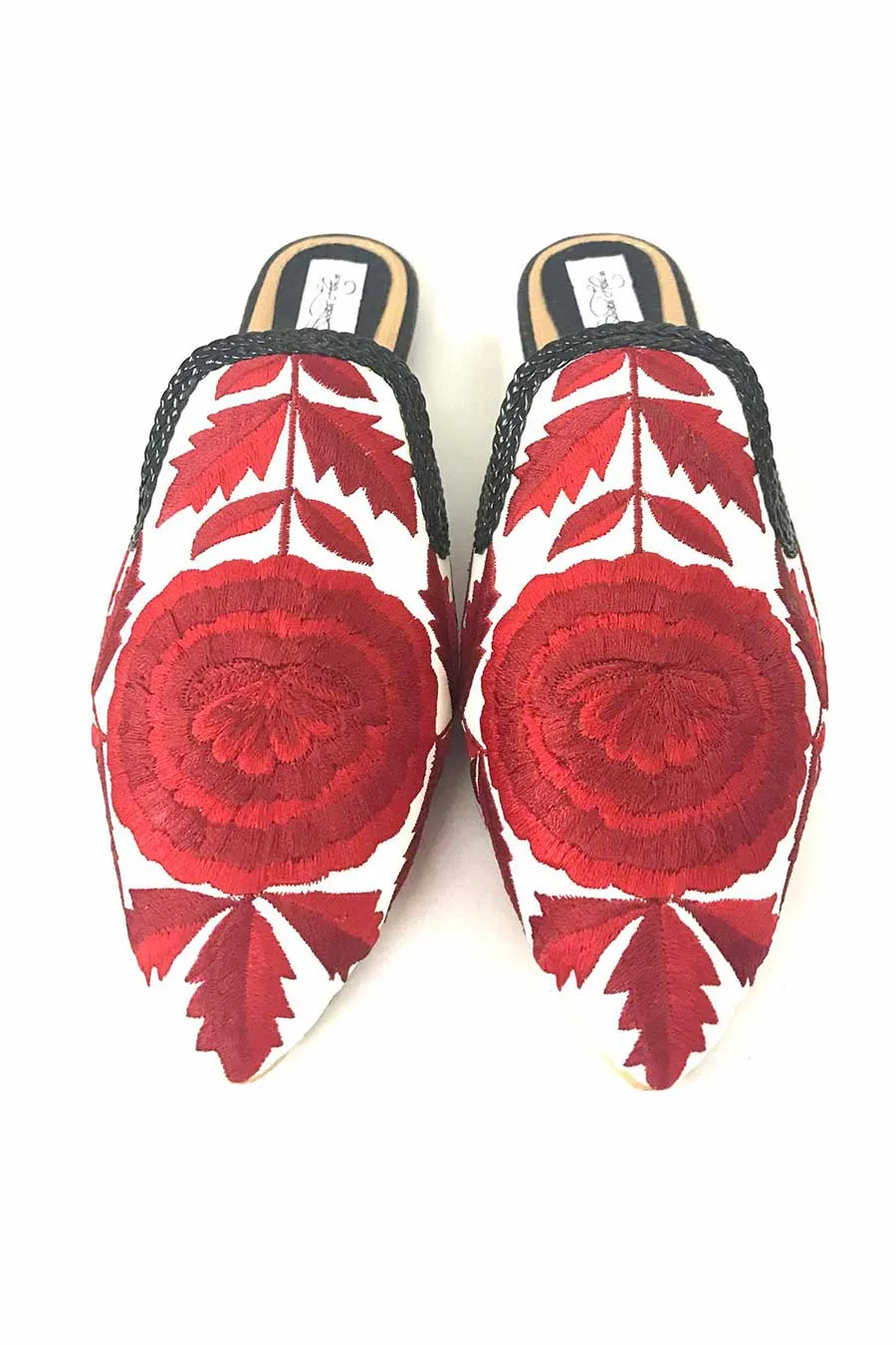 Red Flower Bloom Slip on Loafers