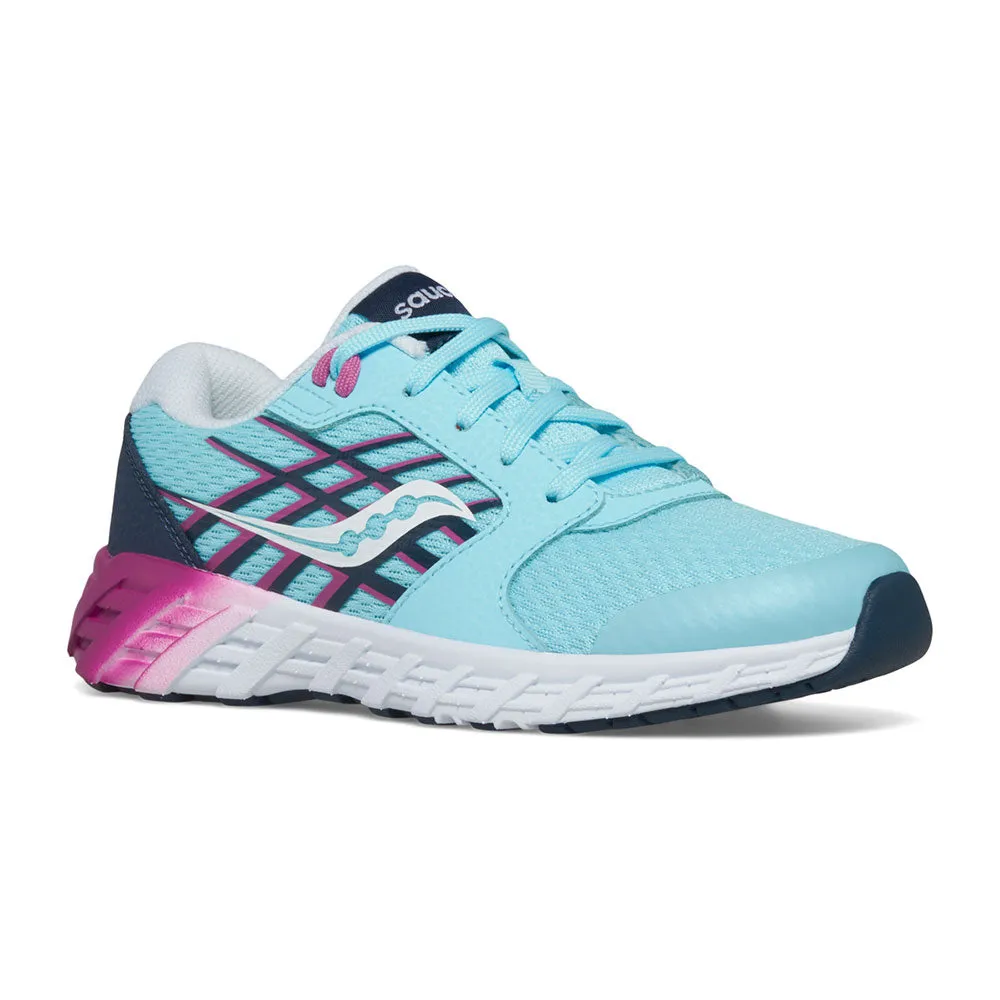 Saucony Wind 2.0 | Blue/Pink Big Kids Laces Sneakers