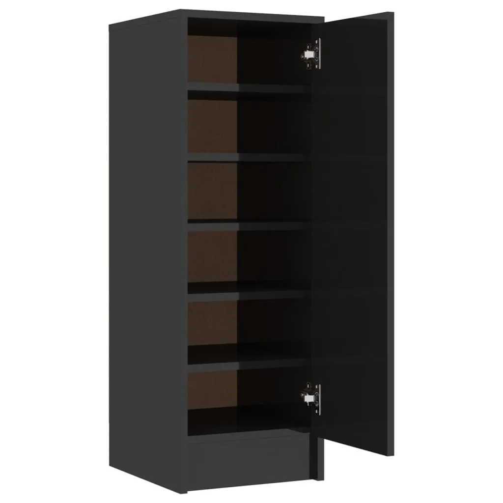 Shoe Cabinet High Gloss Black 32x35x92 cm Chipboard
