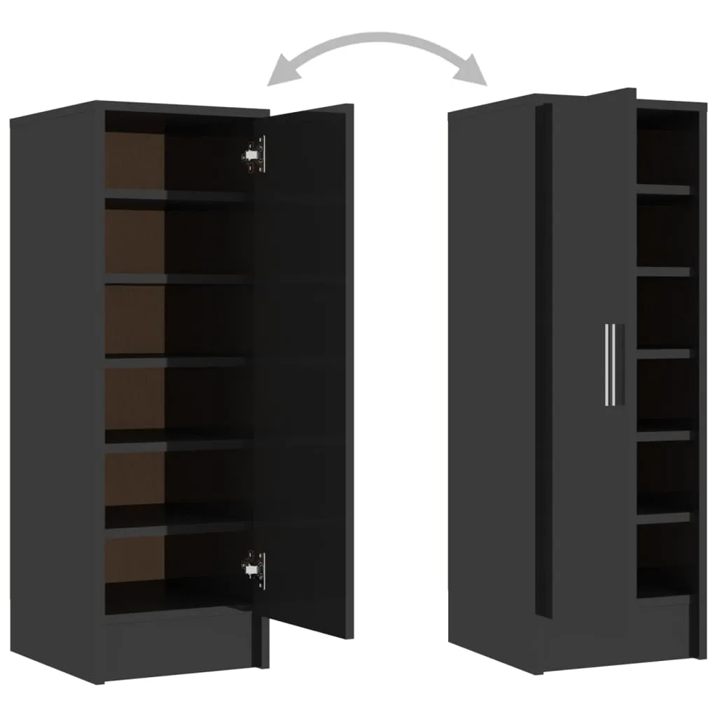 Shoe Cabinet High Gloss Black 32x35x92 cm Chipboard