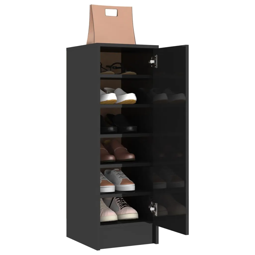 Shoe Cabinet High Gloss Black 32x35x92 cm Chipboard