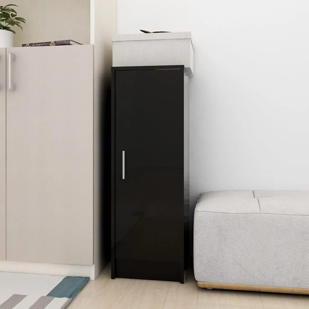 Shoe Cabinet High Gloss Black 32x35x92 cm Chipboard