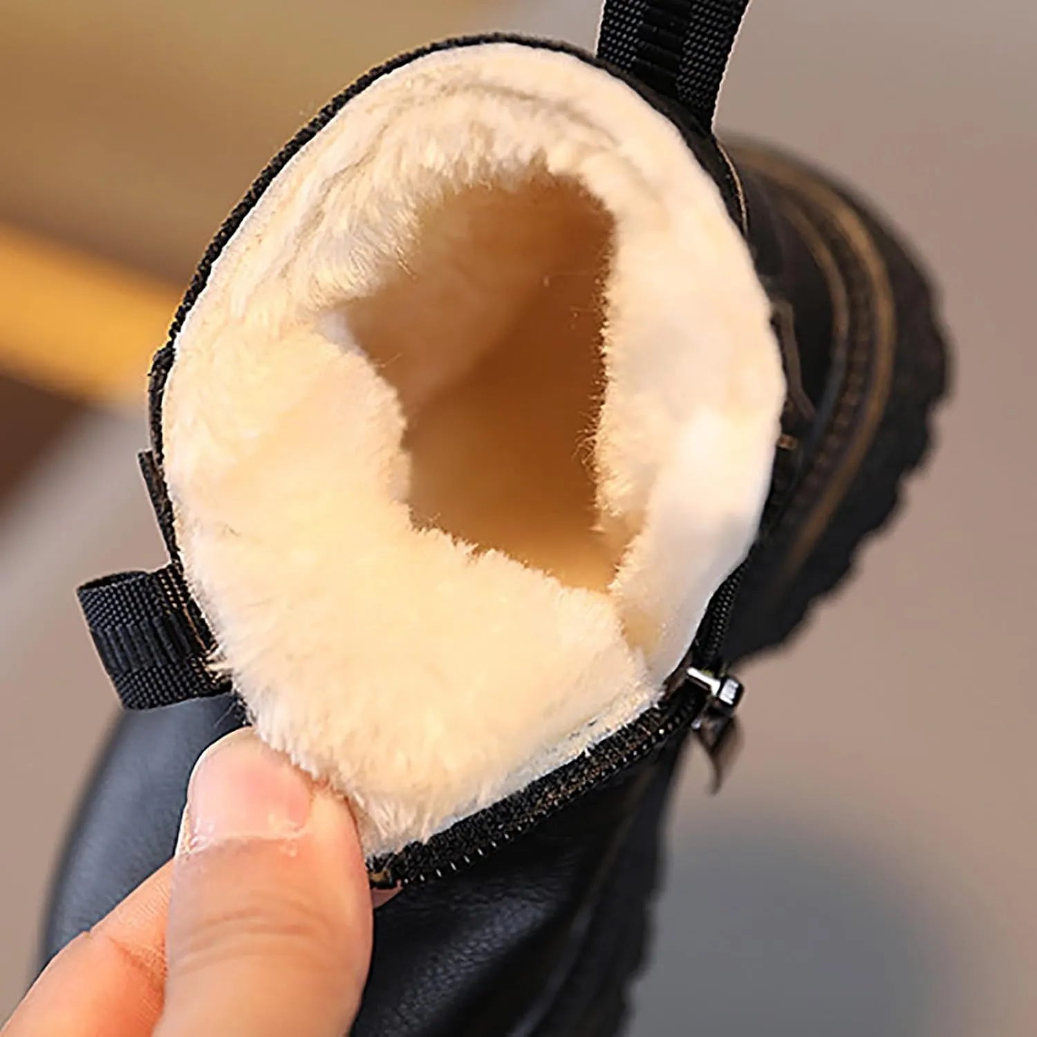 Toddler Unisex Winter Boots Little Boys Girls Fleece Lined Outdoor Snow Shoes Side Zipper Ankle Boots School Shoes