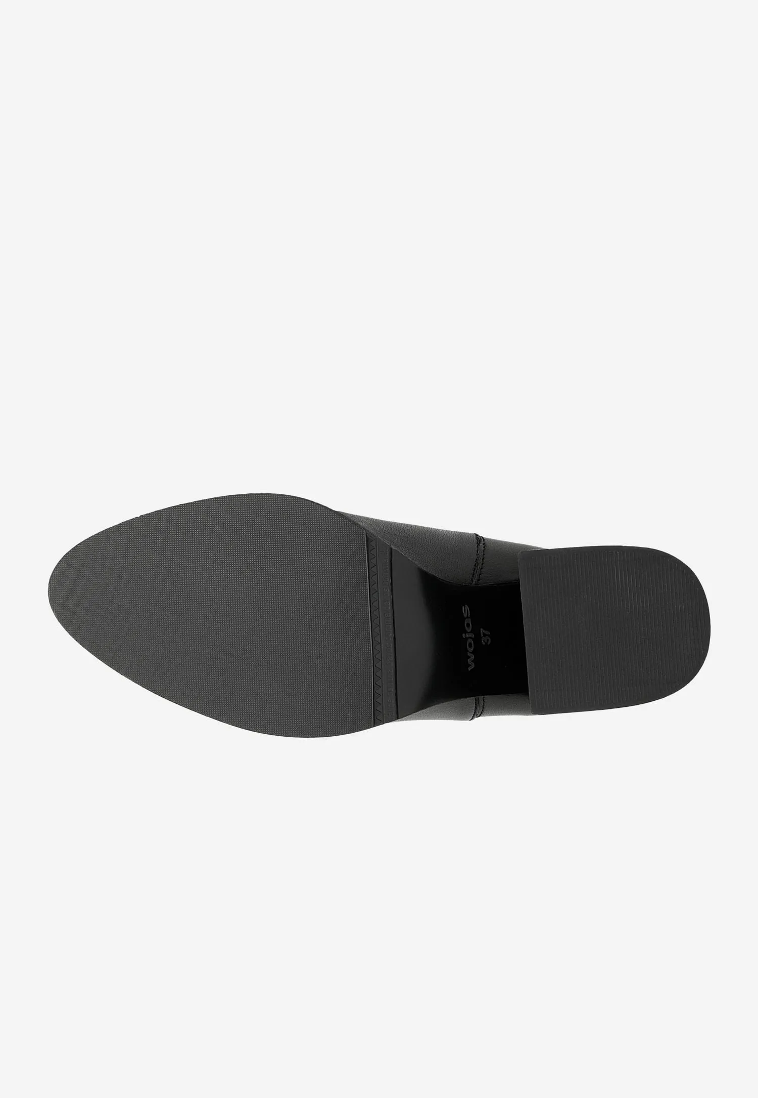 Wojas Black Leather Heeled Ankle Boots | 5521651