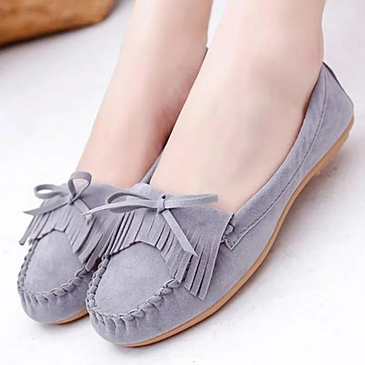 Women Flat Platform Loafers Ladies Elegant Suede Moccasins Fringe Shoes
