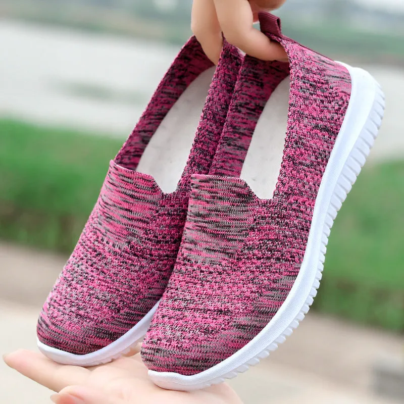 Women Flats Knit Comfort Pull On Walking Shoes