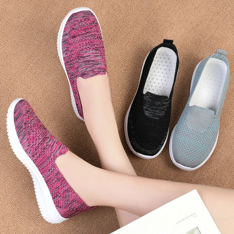 Women Flats Knit Comfort Pull On Walking Shoes