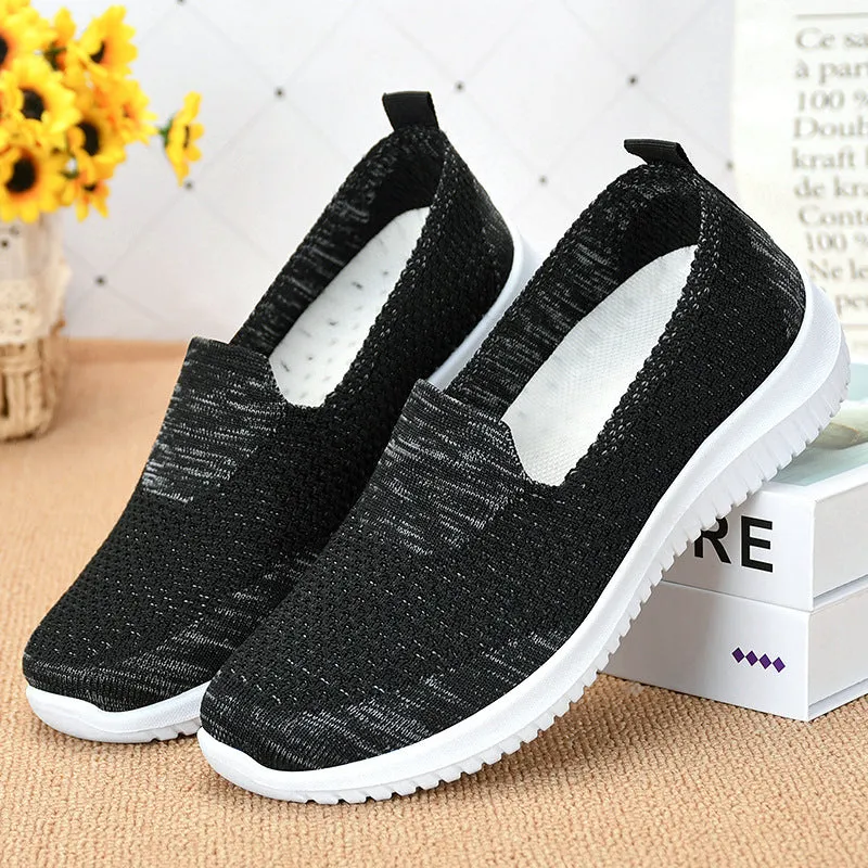 Women Flats Knit Comfort Pull On Walking Shoes