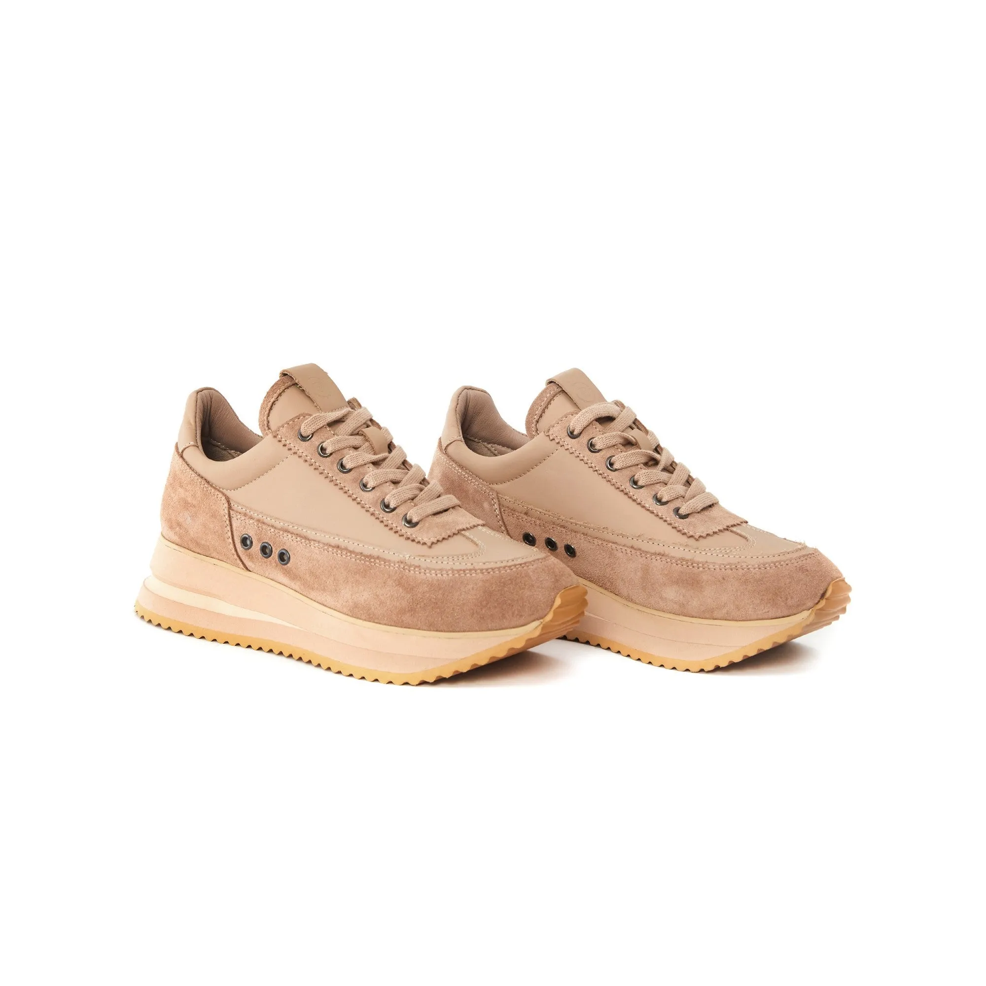 Women's Suede Calf Leather Handmade Sneakers W5014